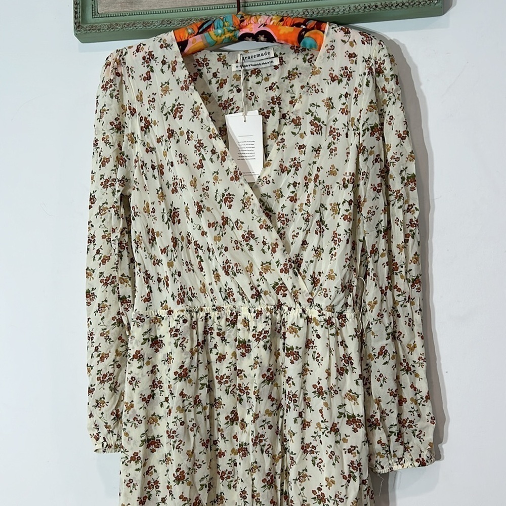 Gracemade Damaris faux wrap long sleeve Dress Floral women’s size medium new nwt